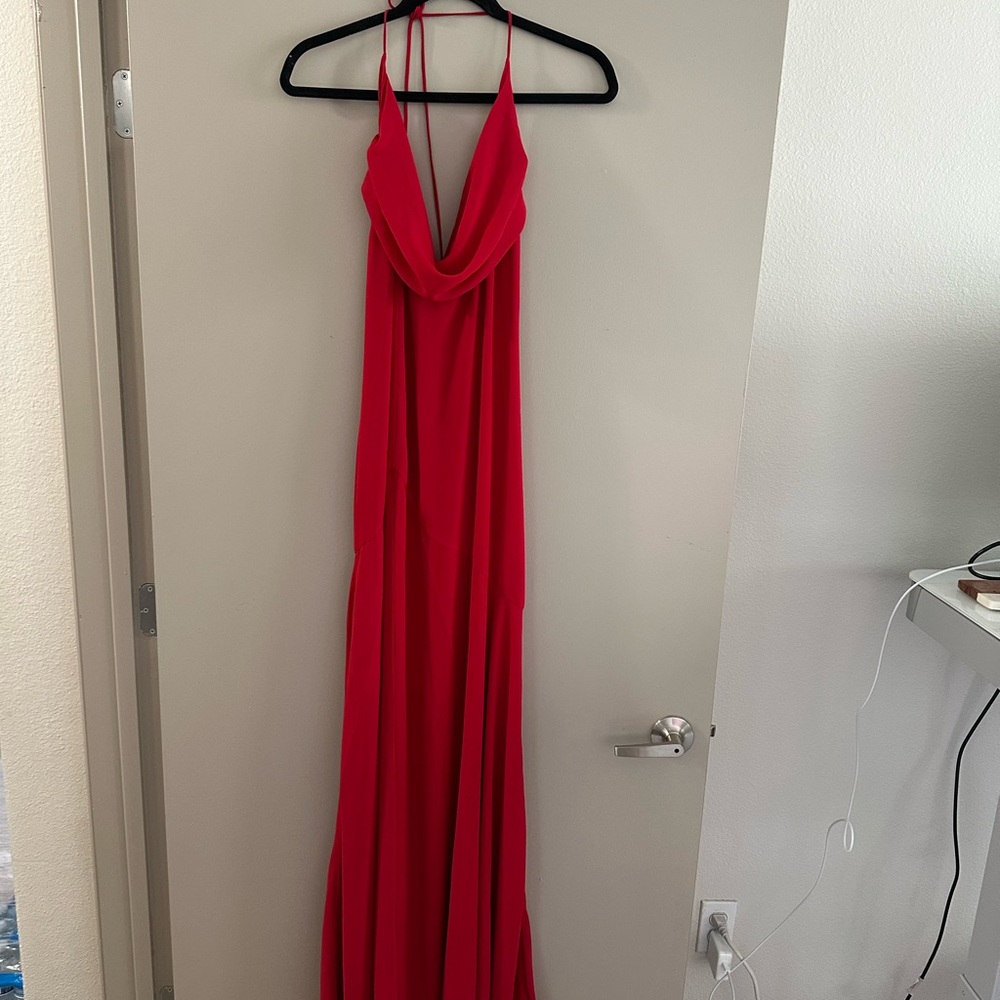 NBD Red Nathalia Gown with leg slit